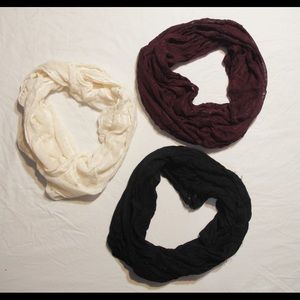 Set of three infinity scarves